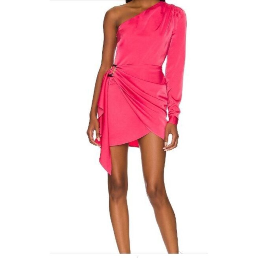Lovers + Friends Ana Dress Size XXS Satin One Shoulder PINK NEW WITH TAG